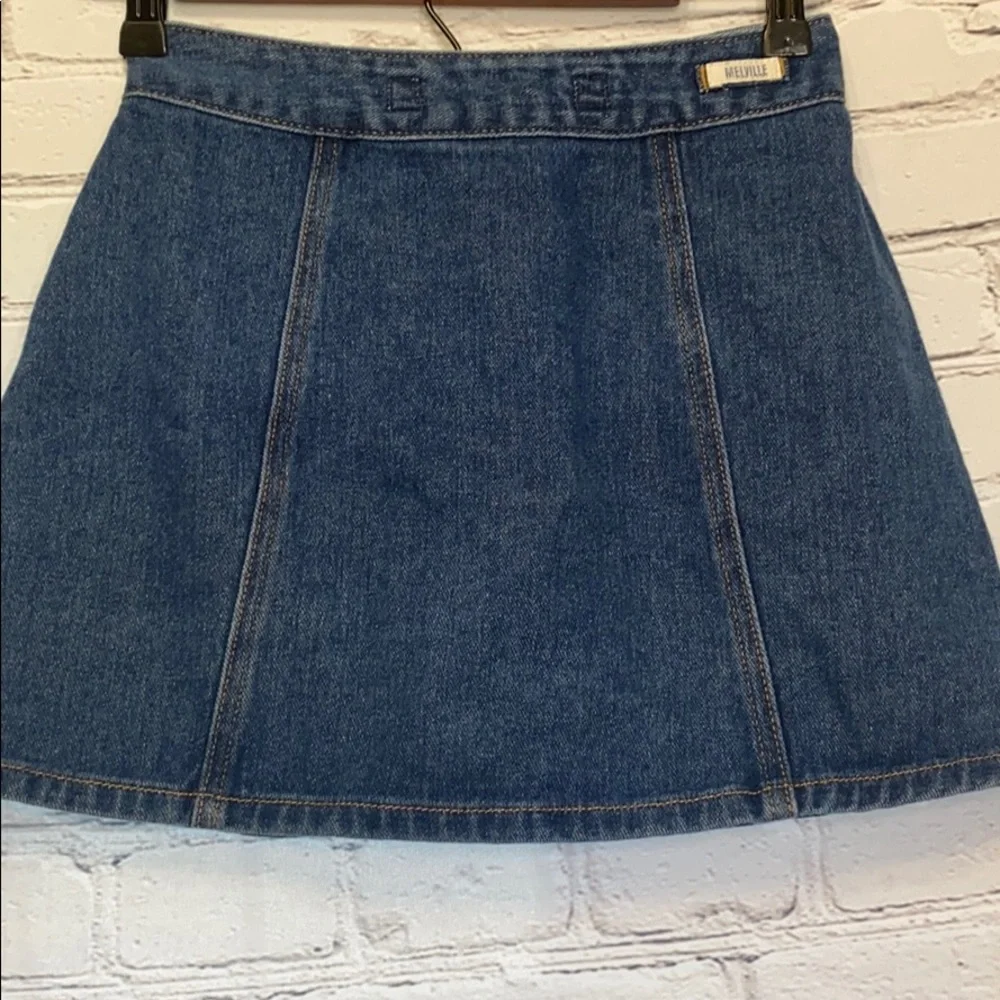 Melville Denim Blue Jean Button Front Mini Skirt Size 23